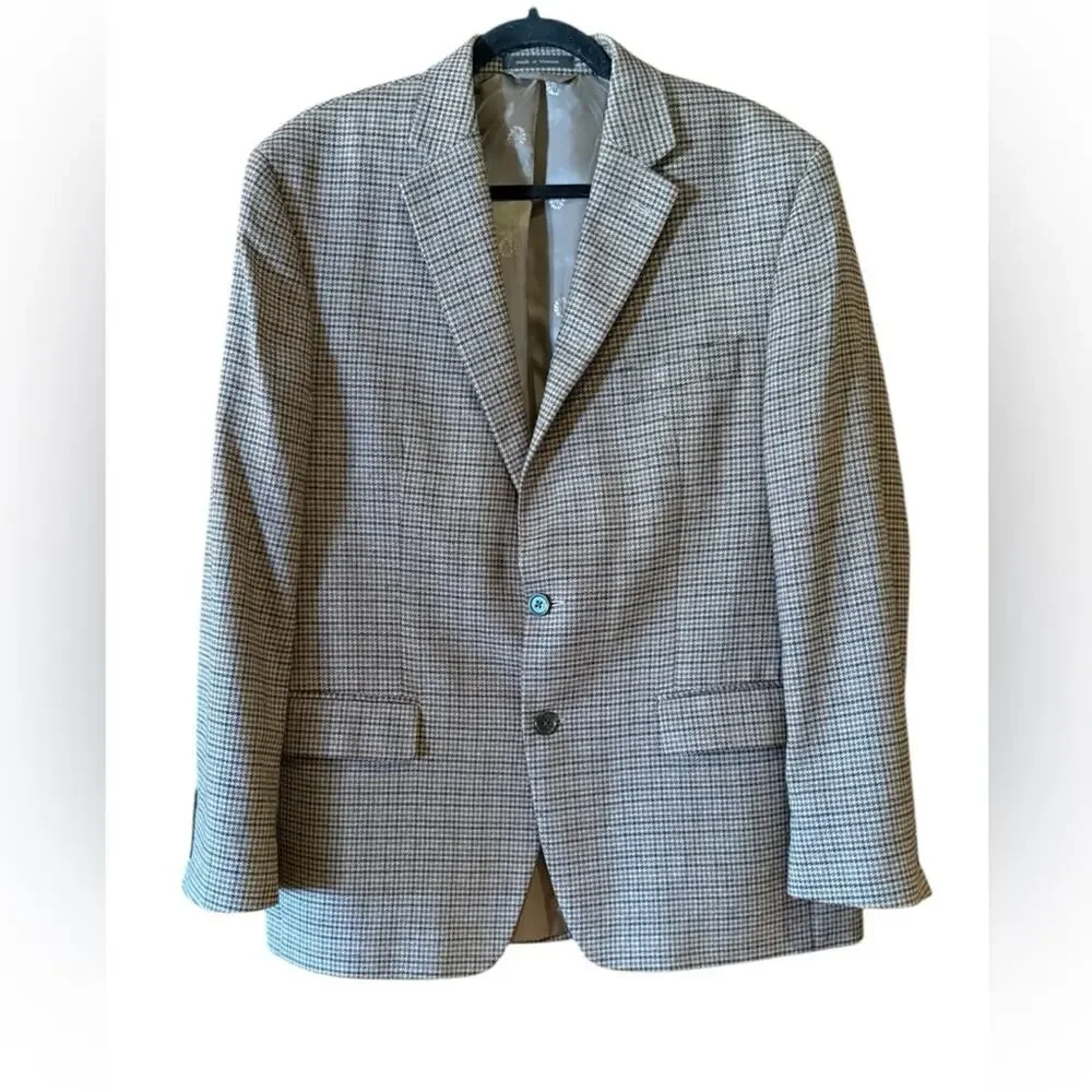 Lauren Ralph Lauren Classic Houndstooth Check Men's 42R Blazer EarthTones